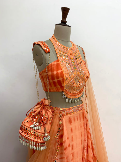 Orange Boho Lehenga Set