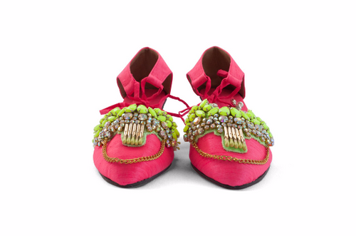 Pink Tinkerbell on kitten heels  - 100% handmade Shoe